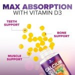 Sugar-Free Calcium Gummies with Vitamin D3 - 120 Count