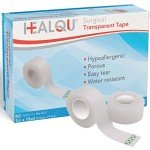 HEALQU Transparent Medical Tape - Box of 12 Rolls, 1" x 10yd Surgical Tape with Gentle Adhesion for Sensitive Skin for Wound Care,Tubing, First Aid Supplies - Breathable, Microporous Tape