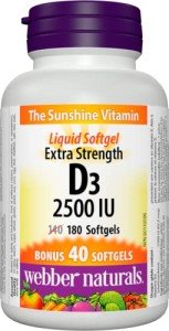 Vitamin D3 2500 IU Extra Strength - 180 Softgels