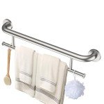 Brushed Nickel Towel Grab Bar 24 Inch - 1.25” Diameter, Zepolu Stainless Steel Safety Bar w/Towel Holder, Shower Assist Balanced Support Handle, Wall Mounted Bathroom Grab Rail for Senior Elderly