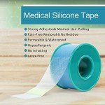 LotFancy Medical Silicone Tape, 2Rolls 1”×5.5 Yds, Waterproof Adhesive Surgical Tape, Soft Skin Tape for Surgery First Aid, Wound, Bandage and Sensitive Skin