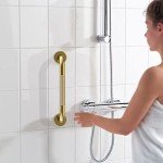 Gold Shower Grab Bar w/Anti-Slip Knurled Grip 20 Inch, Zepolu Wall Mounted Stainless Steel Bath Grab Bar,Safety Balanced Handrail, Handicap Injury Elderly Senior Assist Support Textured Handle
