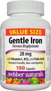 Gentle Iron Supplement with Vitamin C & B12 - 150 Capsules