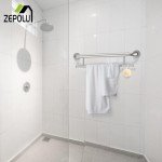 Brushed Nickel Towel Grab Bar 24 Inch - 1.25” Diameter, Zepolu Stainless Steel Safety Bar w/Towel Holder, Shower Assist Balanced Support Handle, Wall Mounted Bathroom Grab Rail for Senior Elderly