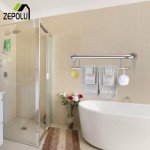Brushed Nickel Towel Grab Bar 24 Inch - 1.25” Diameter, Zepolu Stainless Steel Safety Bar w/Towel Holder, Shower Assist Balanced Support Handle, Wall Mounted Bathroom Grab Rail for Senior Elderly