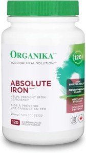 Organika Iron Bisglycinate - Gentle Iron Supplement 120vcaps