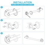 FFHOME Shower Grab Bars, Stainless Steel Wall Mounted 12-Inch Bathroom Grab Bar with Anti-Slip Knurled Grip, Bathroom Grab bar for Seniors, Bathroom Safety Grip, Senior, Elderly, Handicap