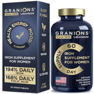 Vegan Iron Supplements for Women's Health - 60 Tablets