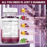 Iron Gummies for Energy Support - Vegan, 60 Count