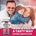 Iron Gummies for Energy Support - Vegan, 60 Count