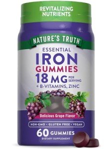Vegan Iron Gummies with Zinc - 60 Count
