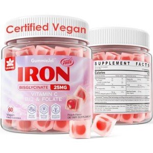 Sugar-Free Vegan Iron Gummies for Women, 60 Count