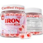 Sugar-Free Vegan Iron Gummies for Women, 60 Count