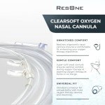 ResOne 4Ft Soft Adult Oxygen Nasal Cannula 5-Pack - Curved Prongs, Crush-Resistant Tubing - Nasal Tubes, Oxygen Concentrator Supplies - Soft Curved Nose Piece, Standard Size, Standard Flow 6 LPM