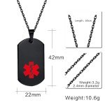 Blood Thinner Medical Alert ID Necklace - Black Steel
