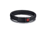 Men's Leather Medical ID Wristband - Blood Thinner Alert