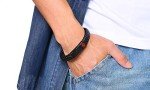 Men's Leather Medical ID Wristband - Blood Thinner Alert