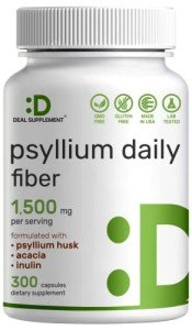 Psyllium Husk 1500mg Fiber Supplement, 300 Capsules