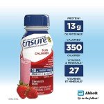 Ensure Plus Strawberry Nutritional Supplement Shake, 6 Bottles