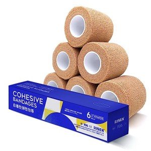RISEN Self-Adherent Cohesive Bandage Tape, 6 Rolls