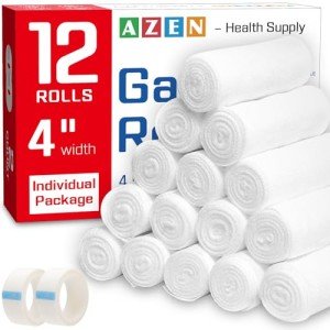 AZEN 12-Pack Premium Gauze Rolls Bandages