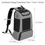 CURMIO Portable Oxygen Concentrators Backpack, Universal POC Travel Carrying Bag with Mesh Panels for Breathability, Compatible for Inogen, Oxygo, Caire Units, Gray, BAG ONLY