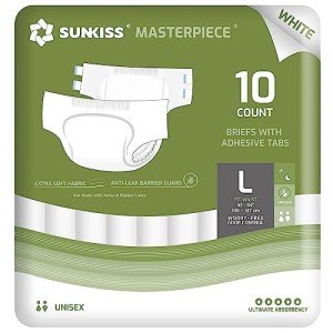 SUNKISS Unisex Disposable Adult Diapers, 10 Count