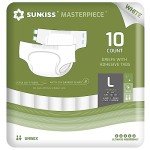 SUNKISS Unisex Disposable Adult Diapers, 10 Count