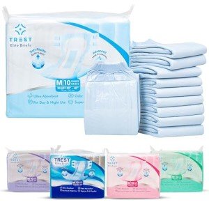 TREST Elite Overnight Absorbent Briefs, Medium (10 Pack)
