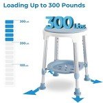 Swivel Shower Chair Stool with Storage Tray 300 lb