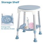 Swivel Shower Chair Stool with Storage Tray 300 lb