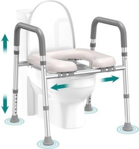 Adjustable Raised Toilet Seat with Handles for Seniors