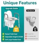Adjustable Raised Toilet Seat with Handles for Seniors