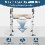 Adjustable Raised Toilet Seat with Handles for Seniors