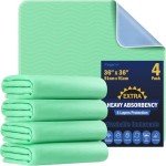 4 Pack Waterproof Washable Incontinence Underpads 36” x 36”