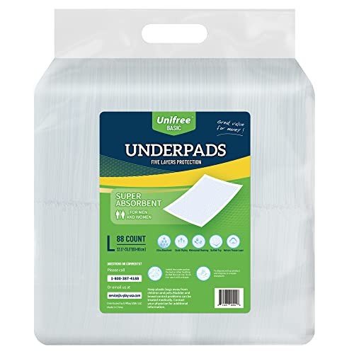 Unifree Super Absorbent Disposable Underpads, 88 Count