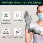 FifthPulse Gray Nitrile Disposable Gloves, 200 Count