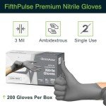 FifthPulse Gray Nitrile Disposable Gloves, 200 Count