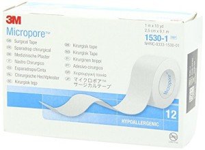3M Micropore Surgical Tape, White, 1" x 10 Yards