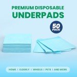 Disposable Bed Pads for Adults and Kids - 50 Pack