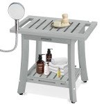 Heavy-Duty Waterproof Shower Bench with Storage Shelf
