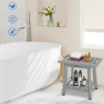 Heavy-Duty Waterproof Shower Bench with Storage Shelf