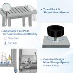 Heavy-Duty Waterproof Shower Bench with Storage Shelf