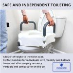 Elevated Toilet Seat with Padded Arms and Handles