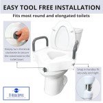 Elevated Toilet Seat with Padded Arms and Handles