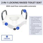 Elevated Toilet Seat with Padded Arms and Handles