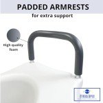 Elevated Toilet Seat with Padded Arms and Handles