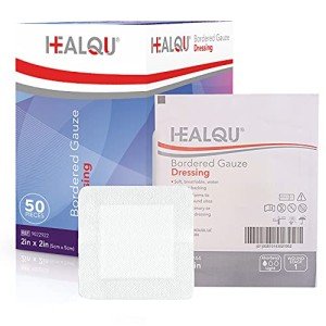 HEALQU Sterile Bordered Gauze Dressing - 50 Count