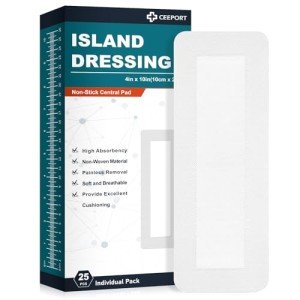 Ceeport Island Bordered Gauze Dressing 4"x10", 25 Pack