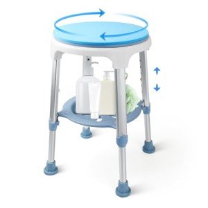 Adjustable Shower Stool with Anti-Slip Seat 350 lbs